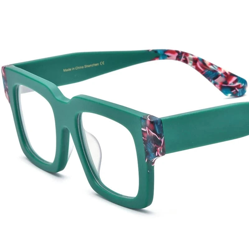 19288 Matte Green Borregls Matte Acetate Square Glasses Women Brand Designer New High Quality Oversize Big Eyeglass Frame Optical Eyewear 19288