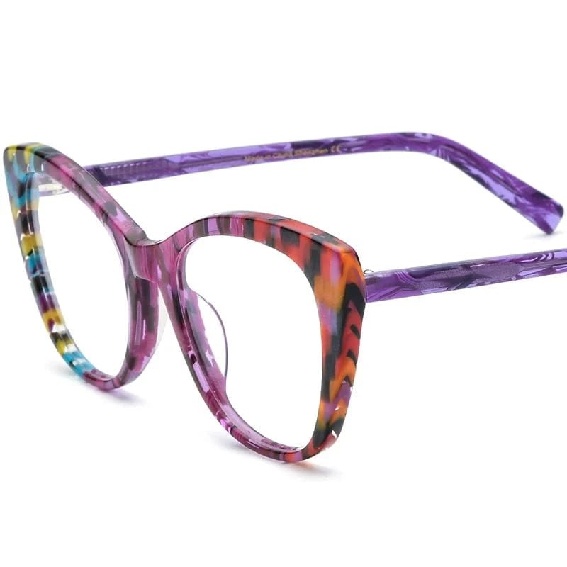 19327 Purple Borregls Acetate Cat Eye Glasses Frame Brand Designer Transparent Eyeglasses Frame Myopia Optical Eyewear 19327