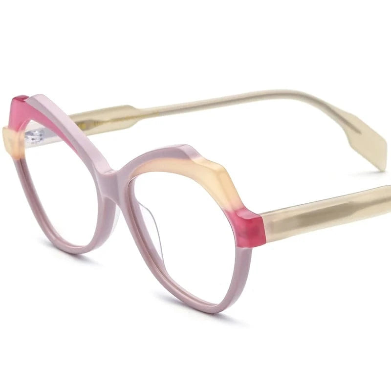 19331 Pink Borregls Acetate Cat Eye  Glasses Frame 2023 New Vintage Eyeglasses Women Optical Spectacles Eyewear 19331