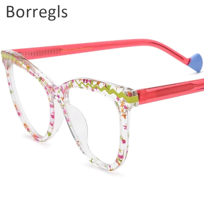 19362 Transparent Borregls Acetate Cat Eye Glasses Frame 2024 New Trendy Eyeglasses Women Optical Prescription Spectacles Eyewear 19362