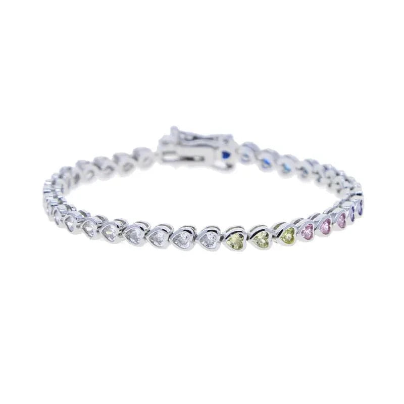 19CM / Y-P-heart-rainbow 2024 New Fashion Silver Gold Plated Luxury Jewelry Bling Iced Out 5A CZ  Geometric Various Shaped Bezel Tennis Bracelet