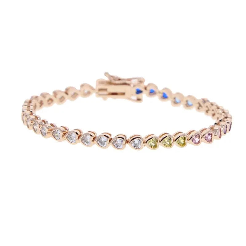 19CM / Y-R-heart-rainbow 2024 New Fashion Silver Gold Plated Luxury Jewelry Bling Iced Out 5A CZ  Geometric Various Shaped Bezel Tennis Bracelet