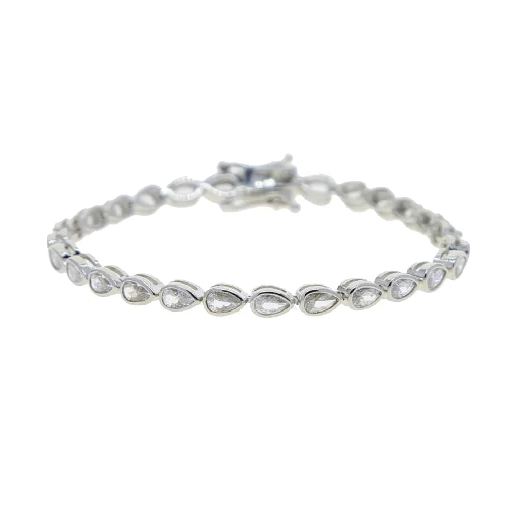 19CM / Y-Silver-tear drop 2024 New Fashion Silver Gold Plated Luxury Jewelry Bling Iced Out 5A CZ  Geometric Various Shaped Bezel Tennis Bracelet