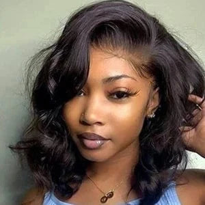 #1B / 10 Inches Highlight Short Body Wave Bob 4x4 Lace Frontal Human Hair Wigs Cheap Brazilian Virgin Human Hair Wigs