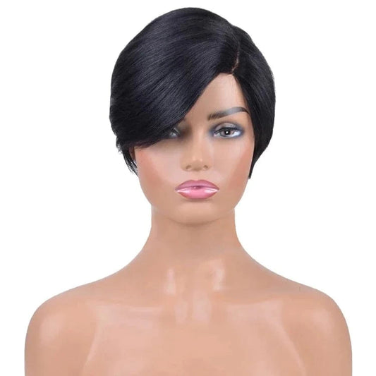 1B / 6 Inches 13x4 Lace Front Pixie Cut Wig Wholesale 100% Brazilian Short Wigs Human Hair Bob Wig With Bang For Black Women