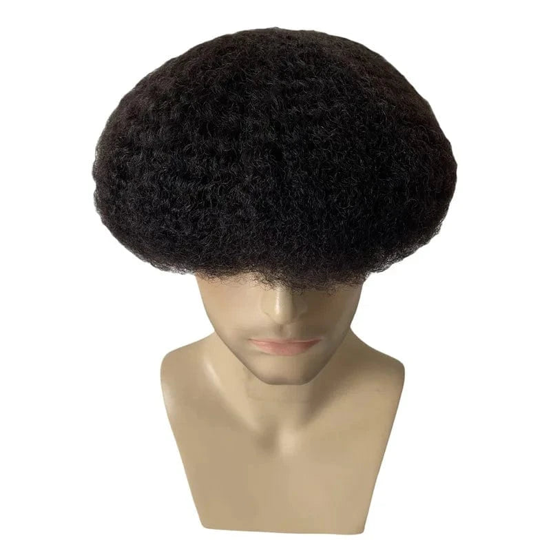 1B# / 6 Inches Men Toupee Afro for black men wholesale price ready to ship worldwide Black Wig thin skin men Kinky Afro Curly Wig