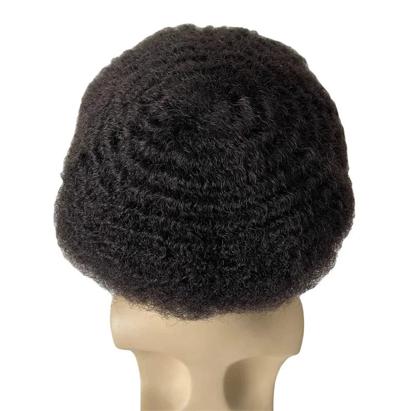 1B# / 6 Inches Men Toupee Afro for black men wholesale price ready to ship worldwide Black Wig thin skin men Kinky Afro Curly Wig