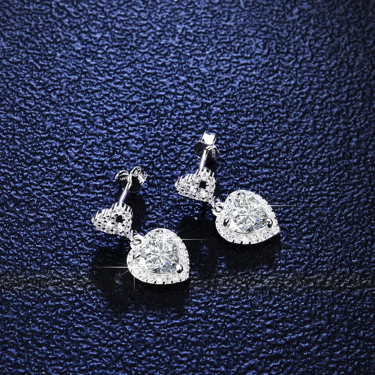 1ct / White Hoyon S925 Sterling Silver Moissanite Classic Double Love Stud Earrings Fine Fashion Jewelry for Women for Valentine's Party