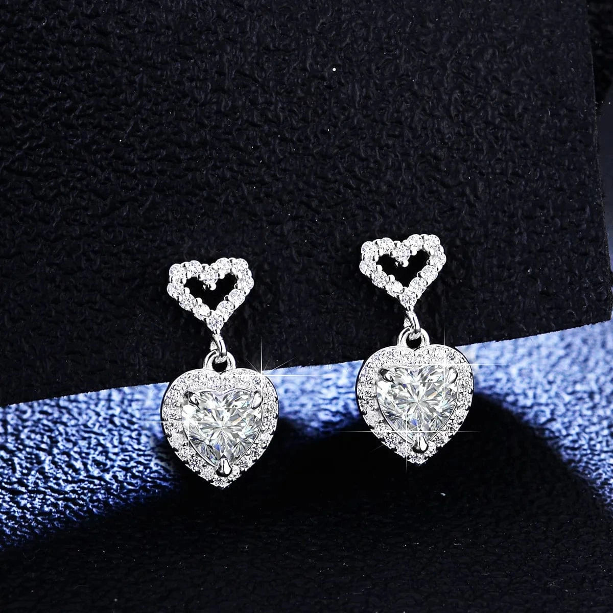 1ct / White Hoyon S925 Sterling Silver Moissanite Classic Double Love Stud Earrings Fine Fashion Jewelry for Women for Valentine's Party