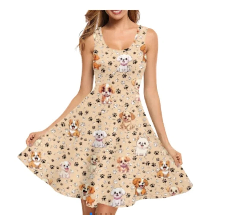 1pc Custom Pink Polynesian Flower Print Spaghetti Strap Party Dresses Summer Sleeveless Swing Essentials Women's Tank Midi Dress