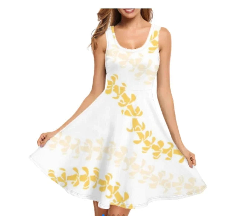 1pc Custom Pink Polynesian Flower Print Spaghetti Strap Party Dresses Summer Sleeveless Swing Essentials Women's Tank Midi Dress