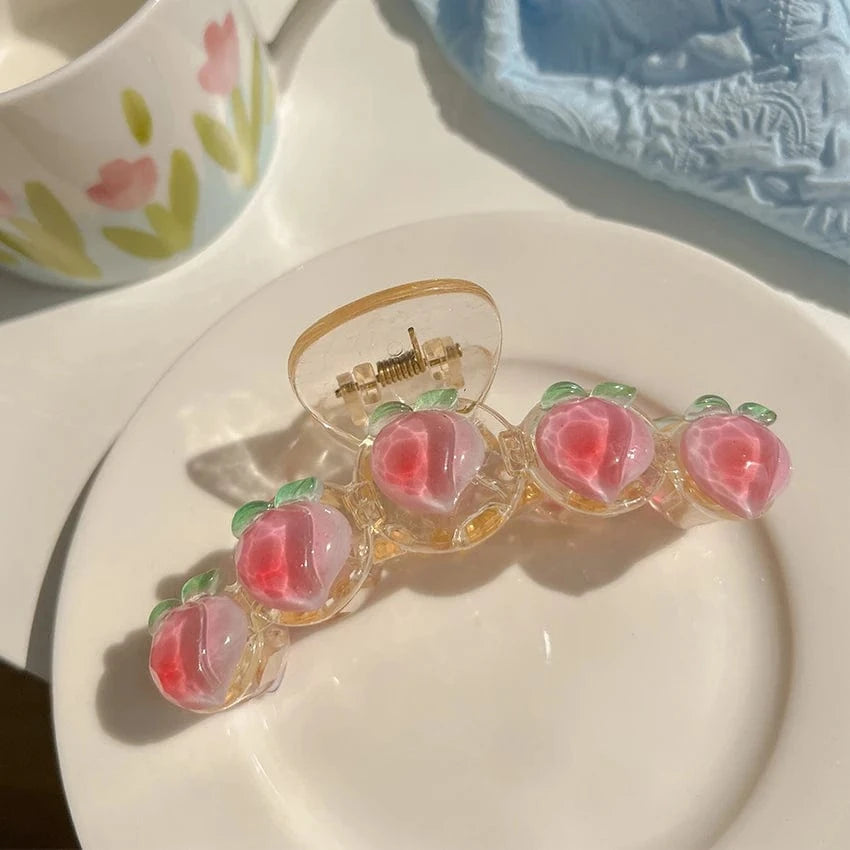 2 2023 Spring Korean Fashion Hair Accessories Bowknot Big Hair Clamp Pink Cute Honey Peach Hair Claw Clips For Woman Girls