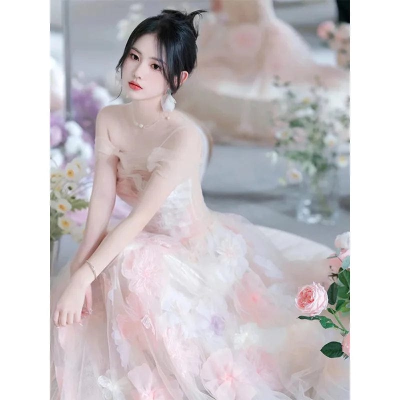 2 / as the picture / 100cm S8585F  2024 Classic Fairy-Style Shoulder Banquet  Hot-Selling New Design with Lace Pattern and Chapel Train Host Evening Dres