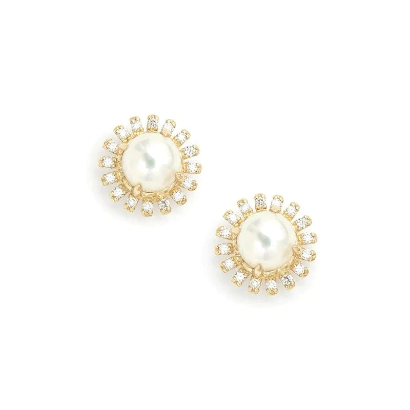 #2 GRECIA Wholesale Luxury Bling Sparkling 5A CZ Stone 925 Sterling Silver Zircon Big Pearl Stud Earring