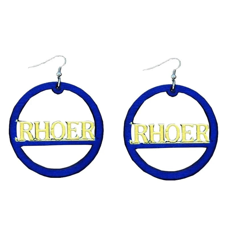 2 inch / rhoer Hot sell Greek Sorority Sigma Gamma Rho letters SGR wood hoop earrings brown