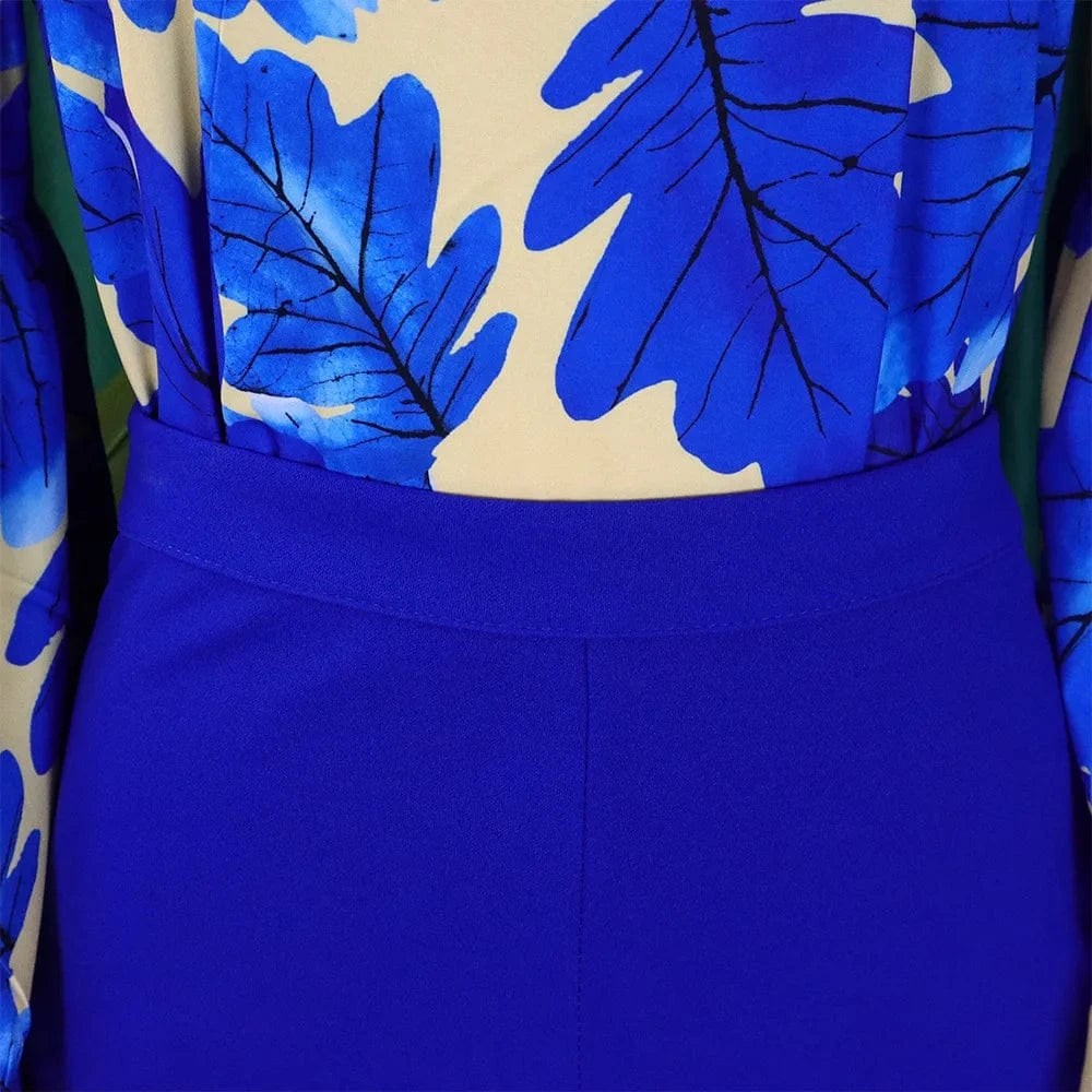 2 Pieces Sets Womens Outfits Two Pieces Outfits Printed Shirts Full Sleeve Long Trouser Fashion Elegant Ladies Matching Sets New