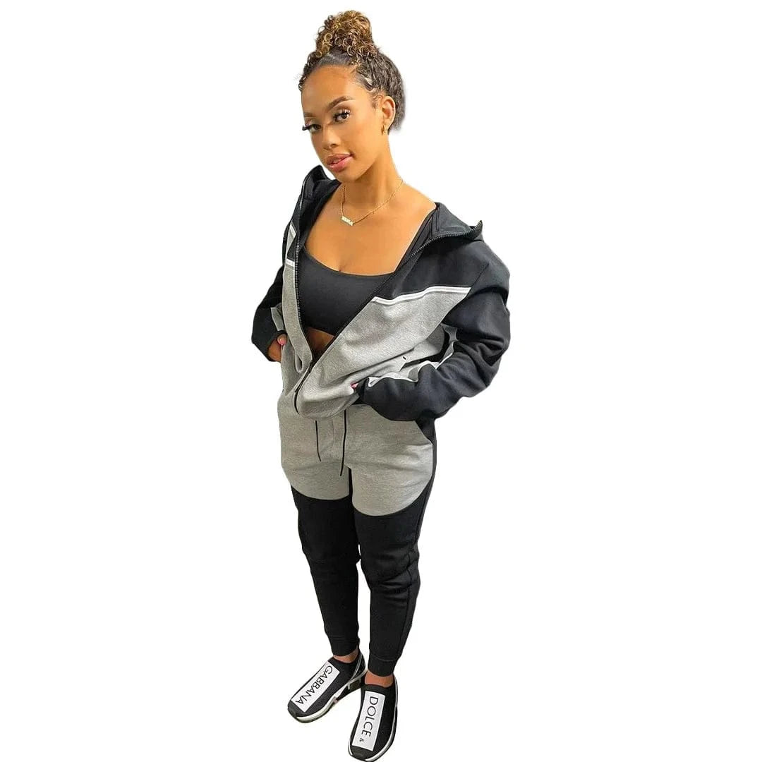 2 XL / Black Cotton Jogger Sets Women Thick Woman Jog Suit Track Suit Sports Thick Material 2pc Winter Sets Sweaters Hoodies Sweatshirts