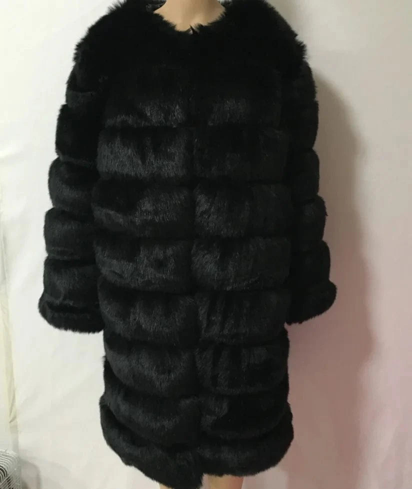 2 XL / Black Liu Ming Winter New Arrivals Women Warm Casual Faux Fur Cotton Padded Jacket Long Thick Coats