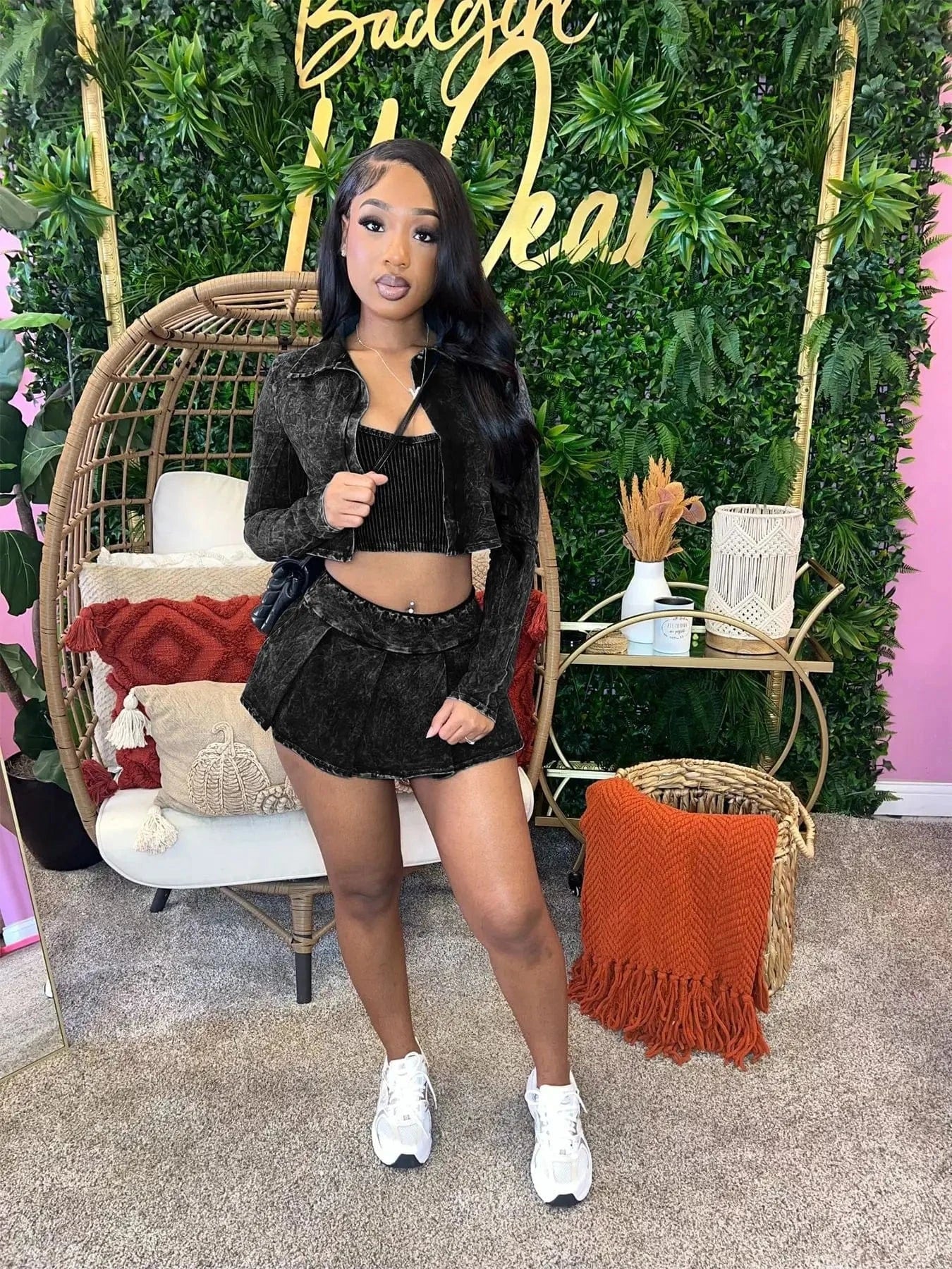 2 XL / Black Sexy girls trendy spring clothes 2pc sets chic woman outfit going out dress with jacket for women