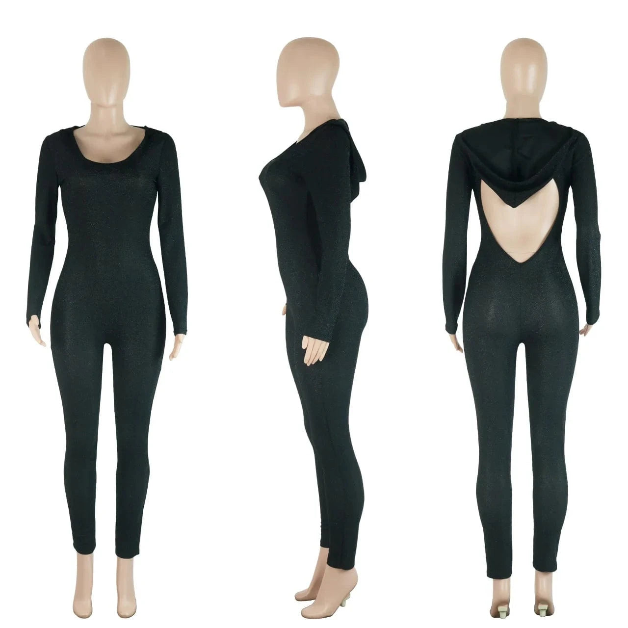 2 XL / C301JP Black Bomblook C301JP 2024 Sexy Hooded Long Sleeve Jumpsuits Women One Piece Club Party Jumpsuit Ladies Backless Jumpsuit