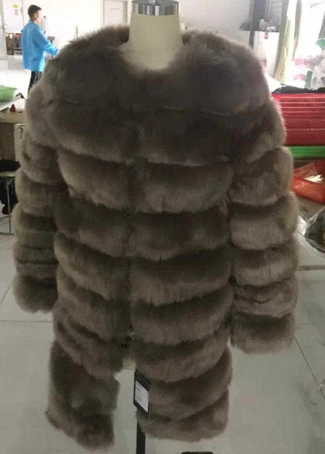 2 XL / coffer Liu Ming Winter New Arrivals Women Warm Casual Faux Fur Cotton Padded Jacket Long Thick Coats