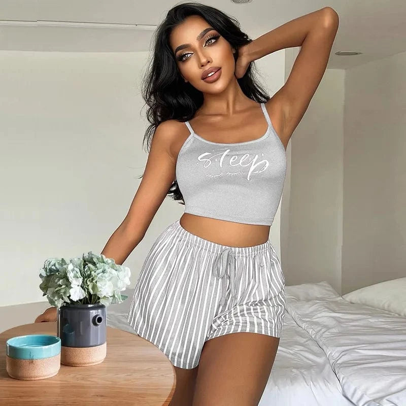 2 XL / color 4 2024 Shiny Letter stripes Women's Sexy Lingerie Sleepwear Sets Women Cute Night Wear Two pieces Pajamas Lounge Sleep Wear Sets