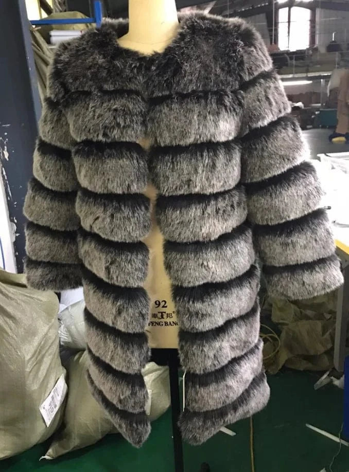 2 XL / color1 Liu Ming Winter New Arrivals Women Warm Casual Faux Fur Cotton Padded Jacket Long Thick Coats