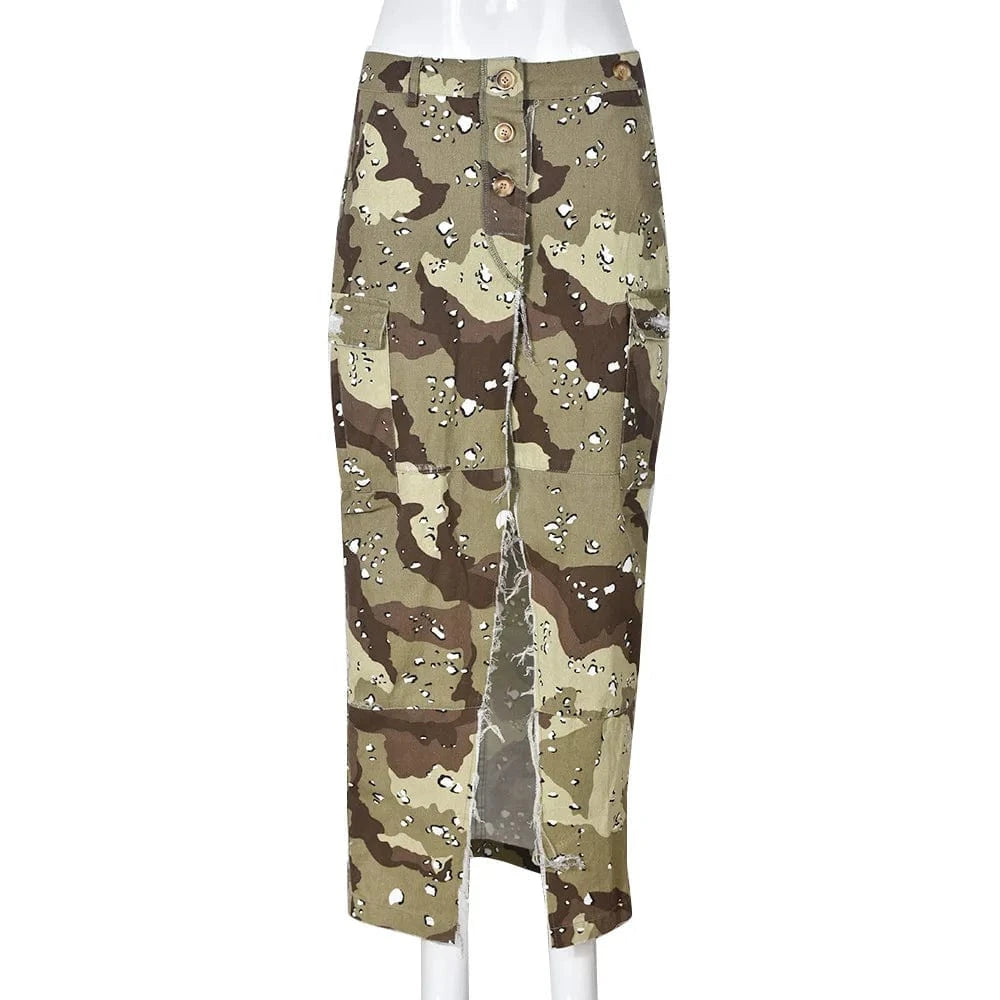 2 XL / colorful 2# Fengway 2024 Women's Camo Midi Skirts High Waist Tulle Mesh Ruffled Ruched Bodycon Tutu Skirt