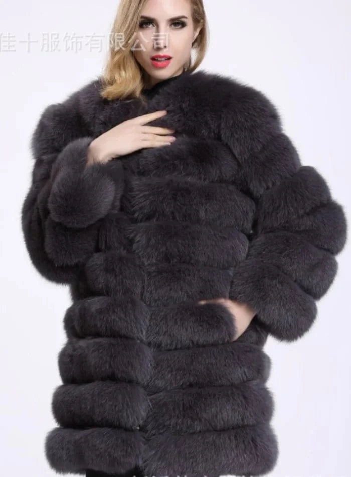 2 XL / Dark Gray Liu Ming Winter New Arrivals Women Warm Casual Faux Fur Cotton Padded Jacket Long Thick Coats