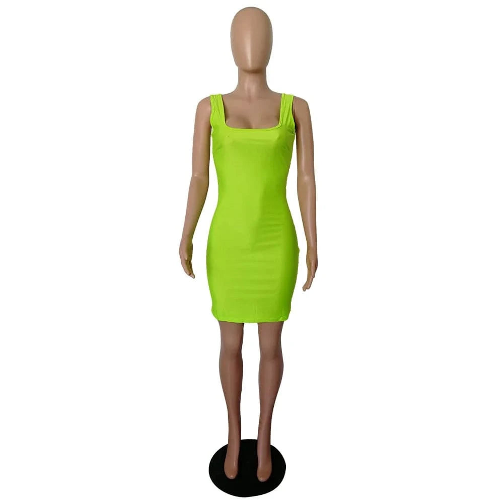 2 XL / neon green Big Discount On Sales women dresses summer clothes women solid color bodycon dress women neon green midi dress