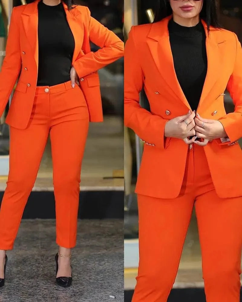 2 XL / Orange 2024 Casual Fashion Simple and Comfortable Professional Women's Suit