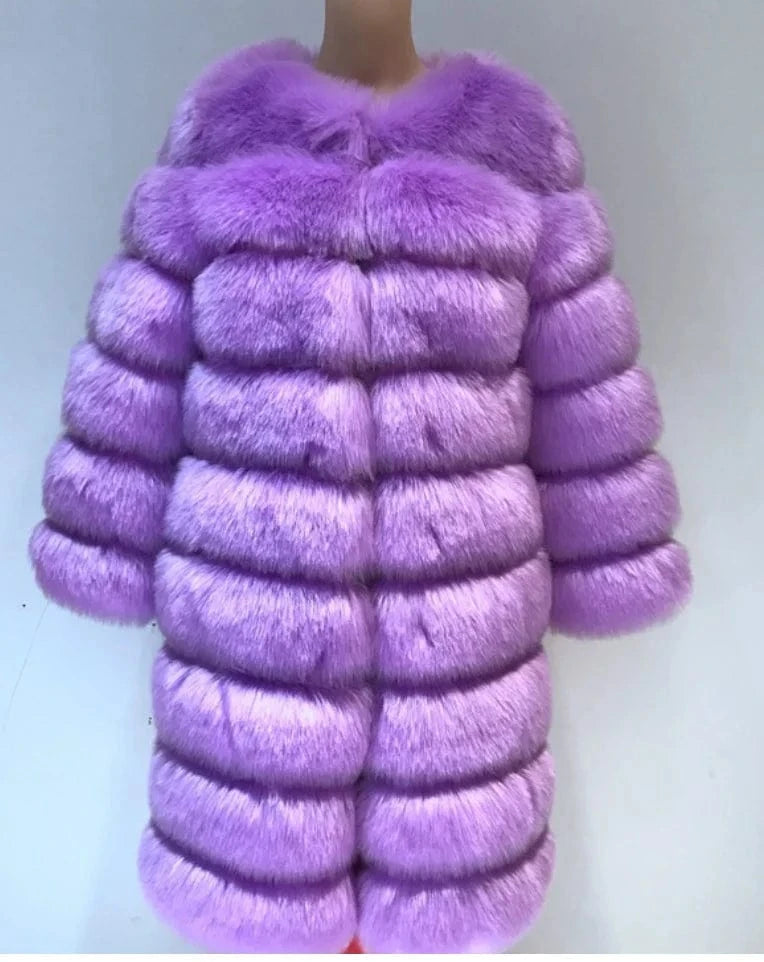 2 XL / Purple Liu Ming Winter New Arrivals Women Warm Casual Faux Fur Cotton Padded Jacket Long Thick Coats