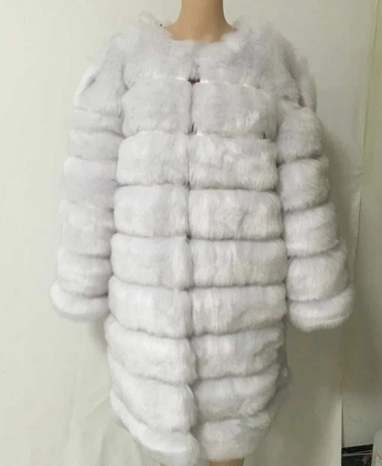 2 XL / White Liu Ming Winter New Arrivals Women Warm Casual Faux Fur Cotton Padded Jacket Long Thick Coats