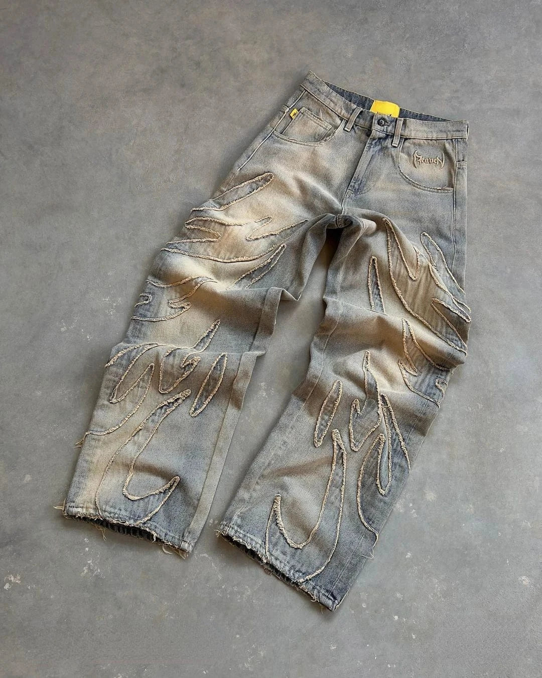 2 / XXL Punk Retro Trendy Strap Jeans Y2k Men Women Hip Hop Multi Pocket Baggy Denim Pants Fashion Patchwork Cargo Trouser Streetwear