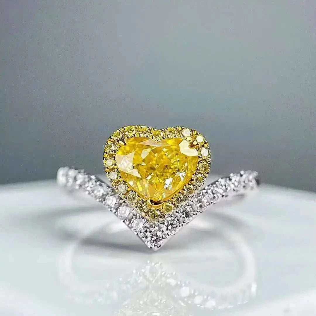 20 / 18k Gold yellow Diamond Ring SGARIT  Fine Jewelry 18k Gold yellow Diamond Ring  1.15caras Heart Brilliant Cut vvs1.150ct  Diamond Natural Jewelry NGTC Ring
