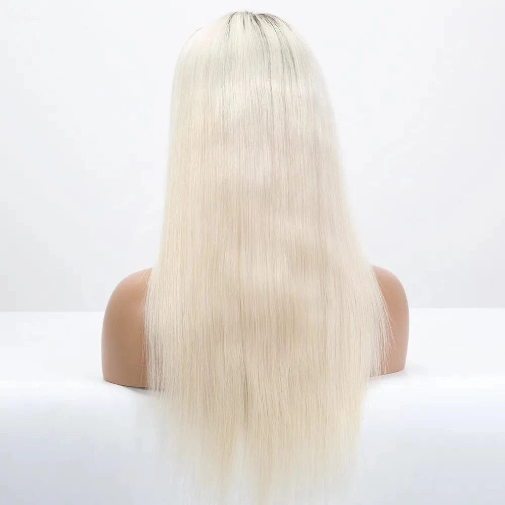 20''22''24'' European Virgin Hair T9# White Blonde Silky Straight Cuticle Aligned 13*6 Hd Lace Front Lace Wig  With Baby Hair