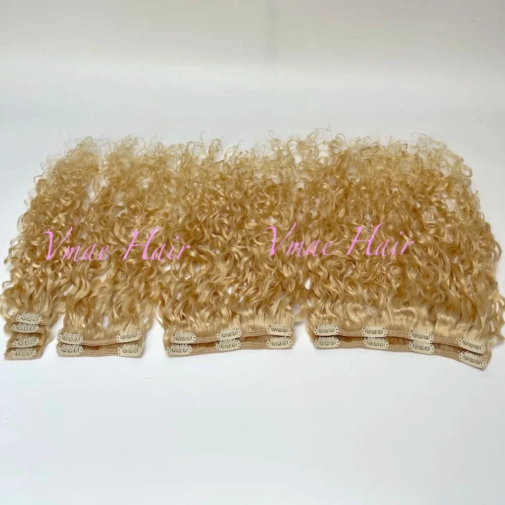 20 Inches / #613 Deep Curly 100g VMAE Wholesale Russian Raw Cuticle Aligned 27 613 Blonde 3B 3C Deep Curly Virgin Hair Clip In Extensions 100human Hair