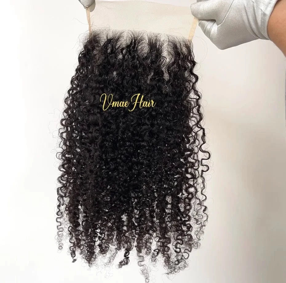 20 Inches / Afro Kinky Curly C VMAE Wholesale Cuticle Aligned Raw Vietnamese Hair Coarse Kinky Straight Transparent 5*5 HD Lace Closure Human Virgin Extensions