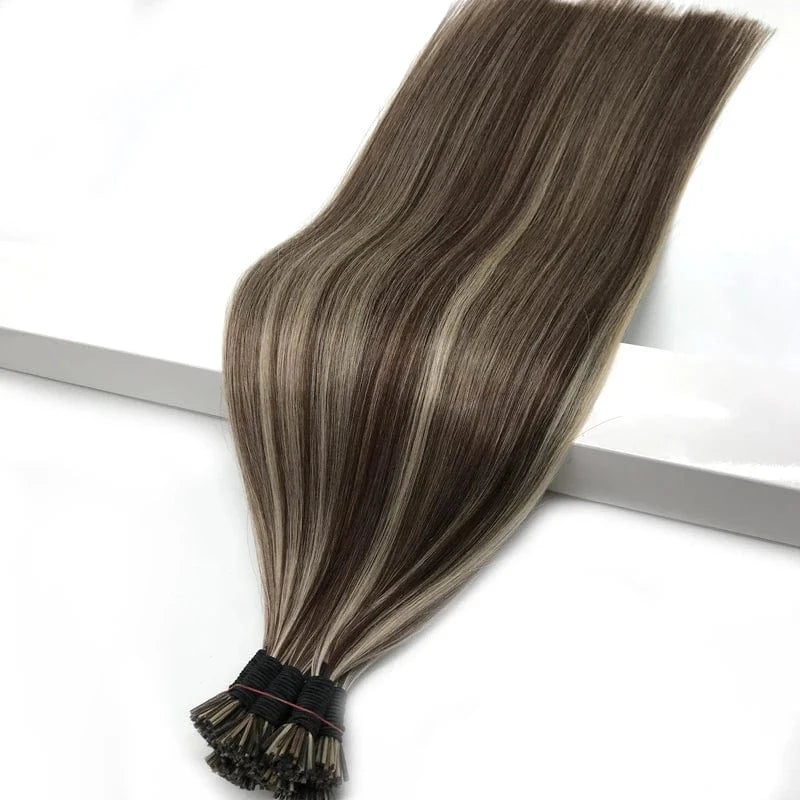 20 Inches / Black Double Drawn Pre-bonded i tip  Hair Extensions Brazilian Natural Cuticle Aligned Remy Virgin 100% Human Hair