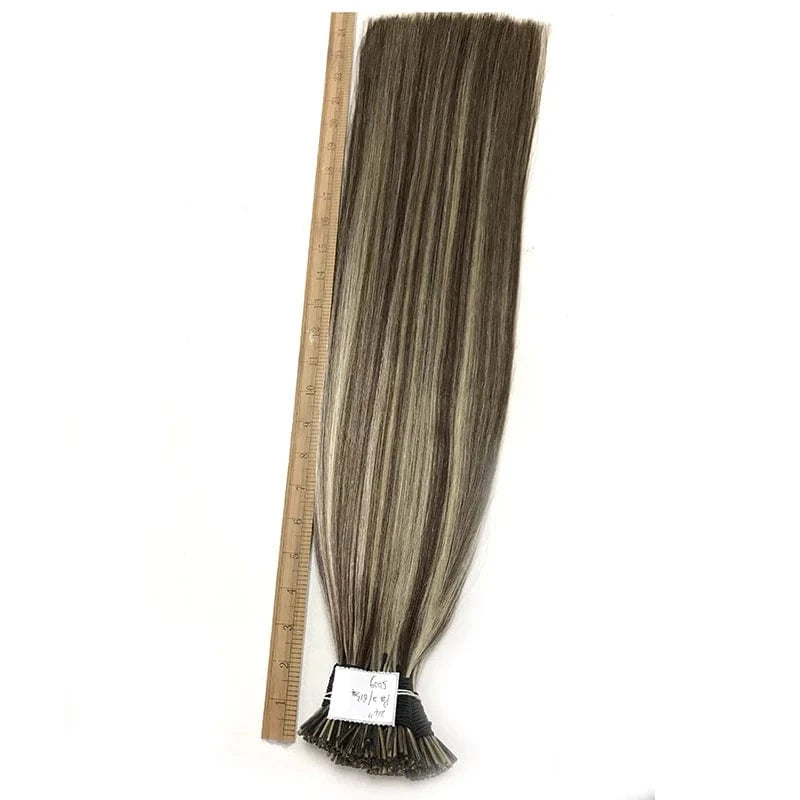 20 Inches / Black Double Drawn Pre-bonded i tip  Hair Extensions Brazilian Natural Cuticle Aligned Remy Virgin 100% Human Hair