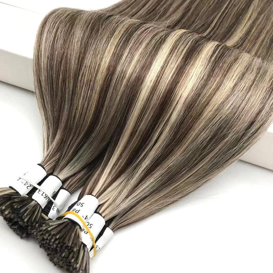 20 Inches / Black Wholesale Italian Keratin Glue Bond I tip Hair Extensions Human Hair Double Drawn Remy Keratin Hair Extensions
