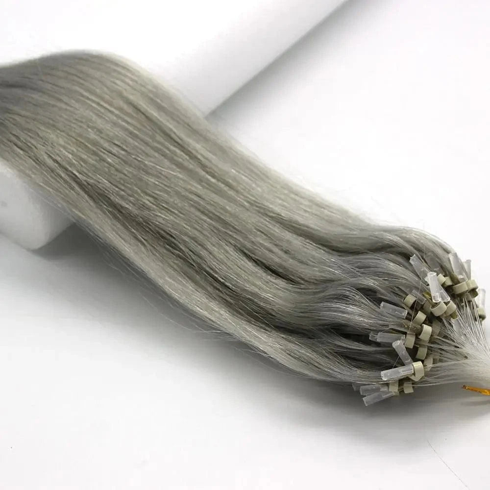 20 Inches / Gray 14-26inch 100s Easy Loop/Micro Ring Beads Remy Human Hair Extensions Ombre Hair Straight In stock dropship