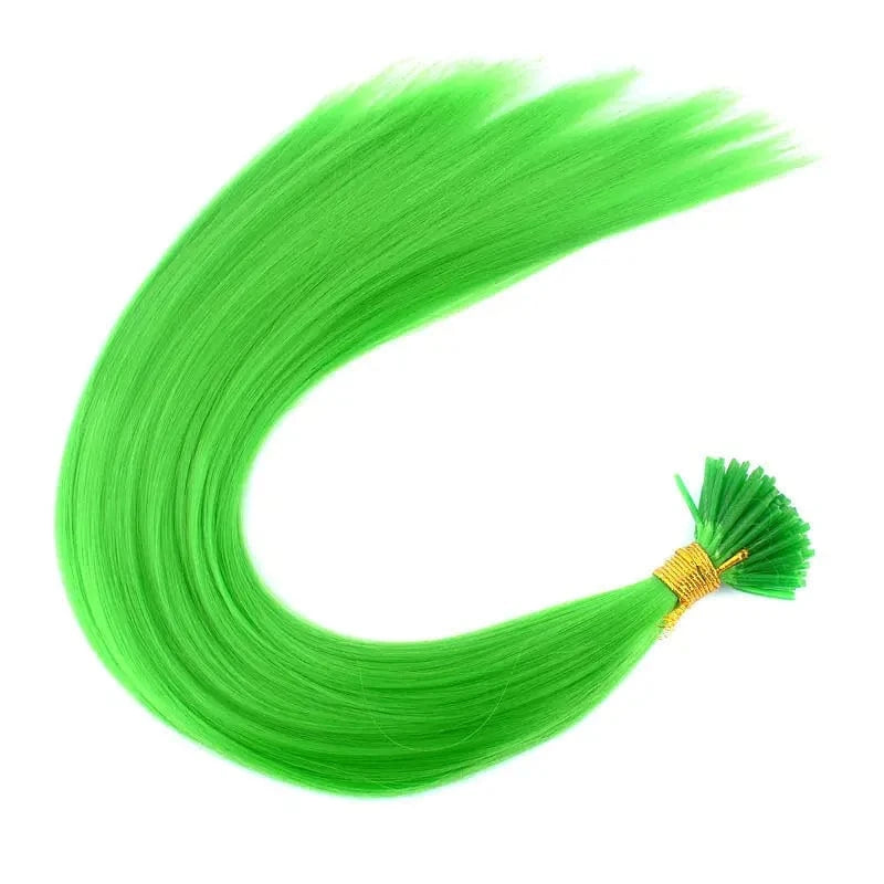 20 Inches / green Lot 20'' 100s Mixed Rainbow Cosplay  Heat Resistant Synthetic I Tip Hair Extensions Purple Color for Party