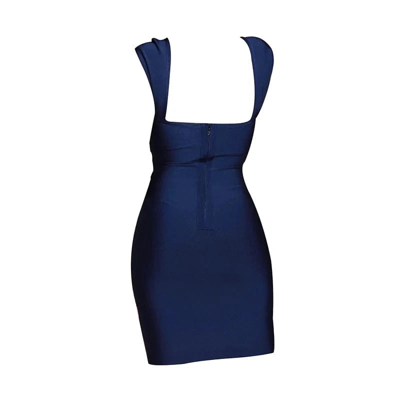 2019 Latest fashion dark blue high quality custom fashion sexy lady bandage summer maxi strap dresses