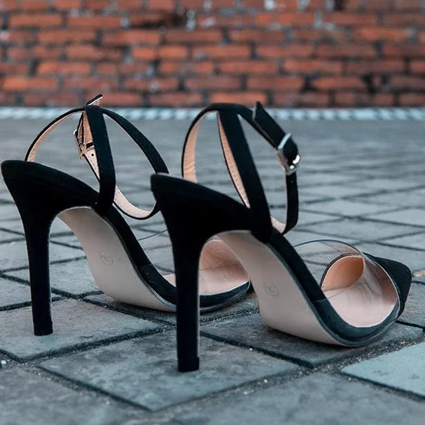 2022 European and American new pointed PVC suede shallow mouth women's thin high heels 9.5cm high heels