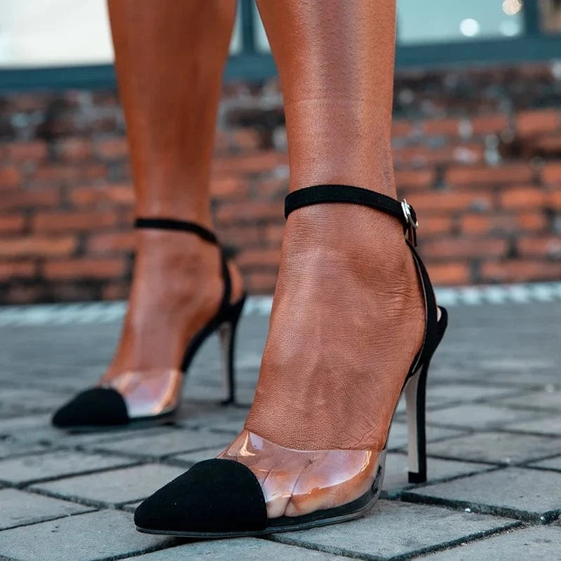 2022 European and American new pointed PVC suede shallow mouth women's thin high heels 9.5cm high heels