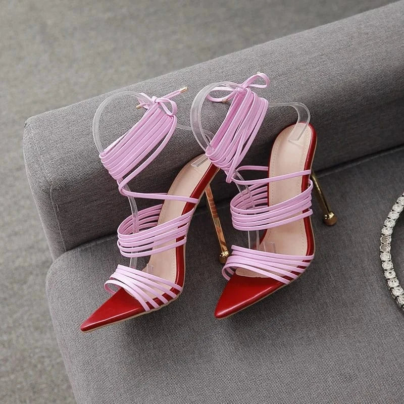 2022 European and American sexy nightclub Rome cross strap catwalk stiletto sandals