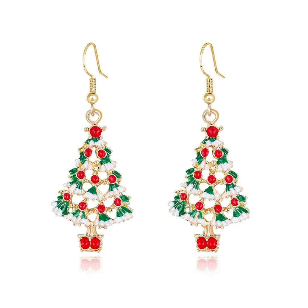 2022  New Cutechristmas ornaments christmas tree earrings bell earrings reindeer Santa Claus Gift earrings