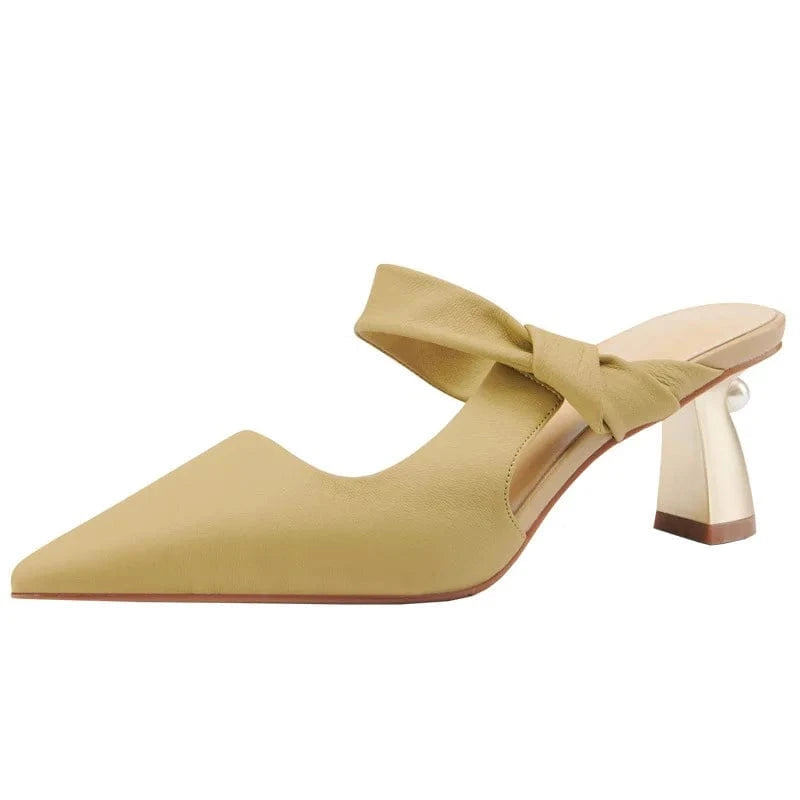 2022 New Female Summer Autumn Block Heels Women Pointed-toe Hollow Out Sandals Outside Office Ladies Dress Mules