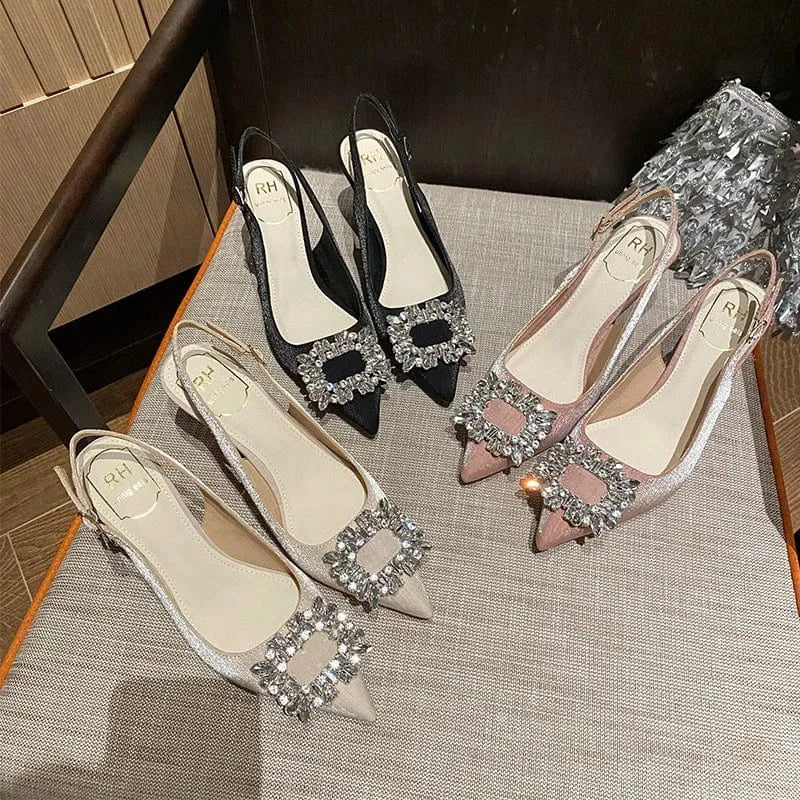 2022 New Spring Autumn Female High Heel Pumps Women Pointed-toe Buckle Stilettos Outside Banquet Ladies Dress Shoes